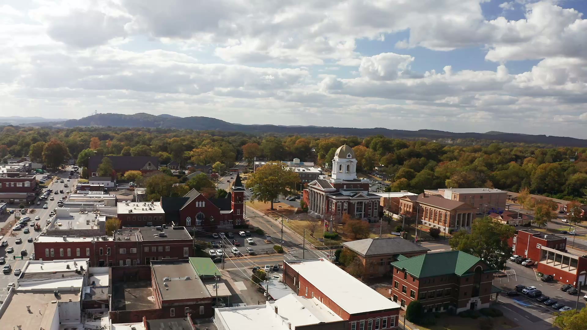 Aerial view of downtown Cartersville, Georgia